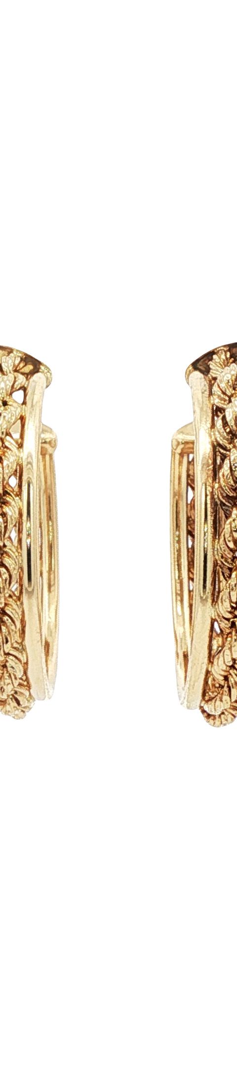Vintage 14K Gold Fancy Hoop Earrings